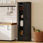 71" Pantry Cabinet, Kitchen Storage Cabinet with Adjustable Shelves, Barn Doors and Drawer for Dining Room, Black