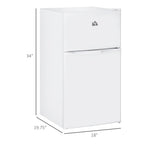 3.2 Cu.Ft Mini Fridge with Freezer, Compact Refrigerator with Adjustable Thermostat, Shelf and Double Reversible Door for Bedroom, Dorm, Home Office, Energy Efficient, White