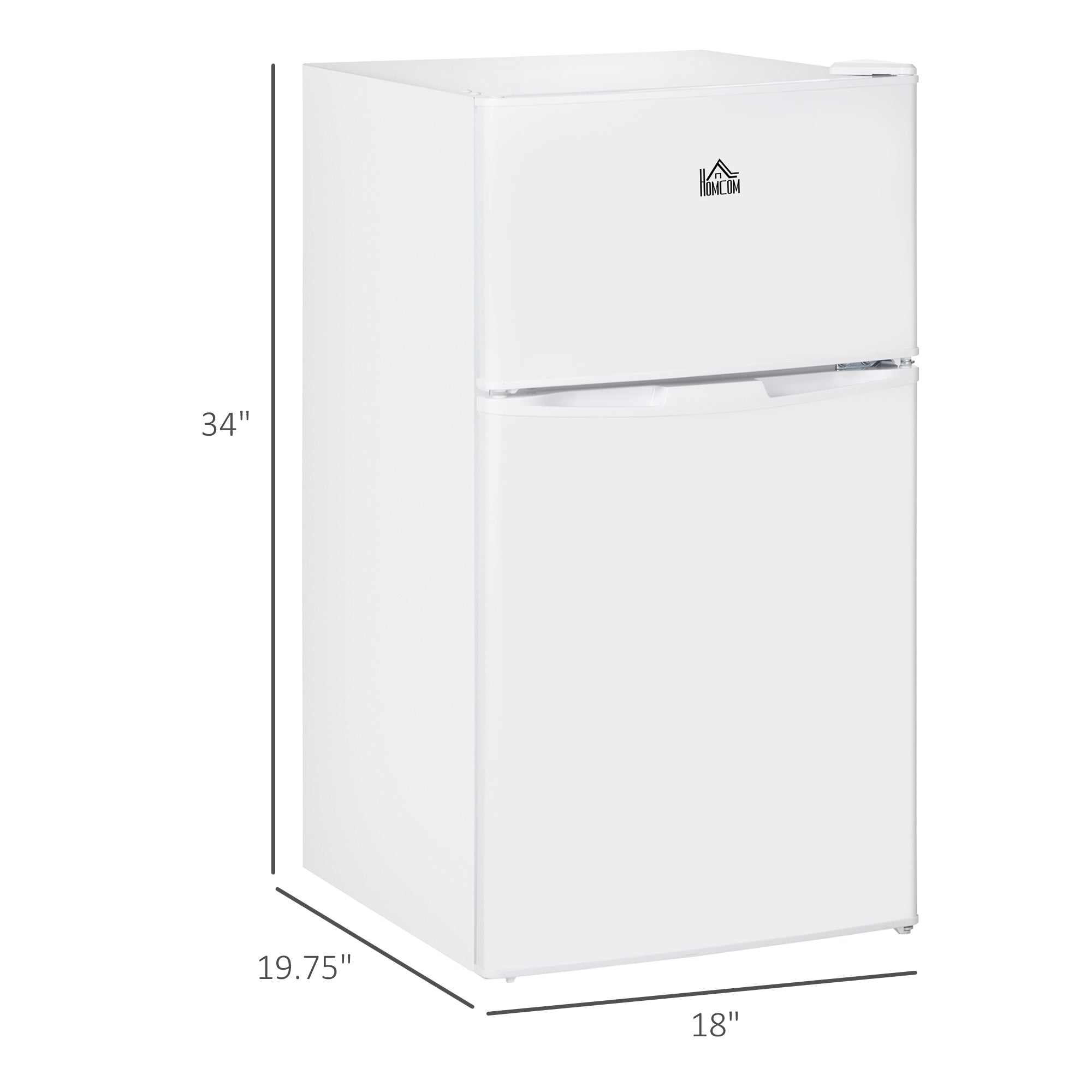 3.2 Cu.Ft Mini Fridge with Freezer, Compact Refrigerator with Adjustable Thermostat, Shelf and Double Reversible Door for Bedroom, Dorm, Home Office, Energy Efficient, White
