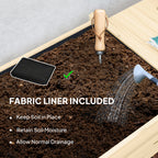 Wood Raised Planter Box, Elevated Garden Bed with Lockable Wheels, Side Tables, Bottom Shelf, Drain Holes, Natural