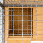 Outdoor Rabbit Cage Elevated Pet House w/ Slide-Out Tray, Natural Wood & Black