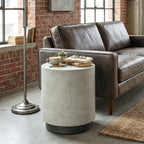 Lightweight Accent Table with Concrete Finish, Round Side Table with 4 Adjustable Feet for Indoor, Outdoor, Gray