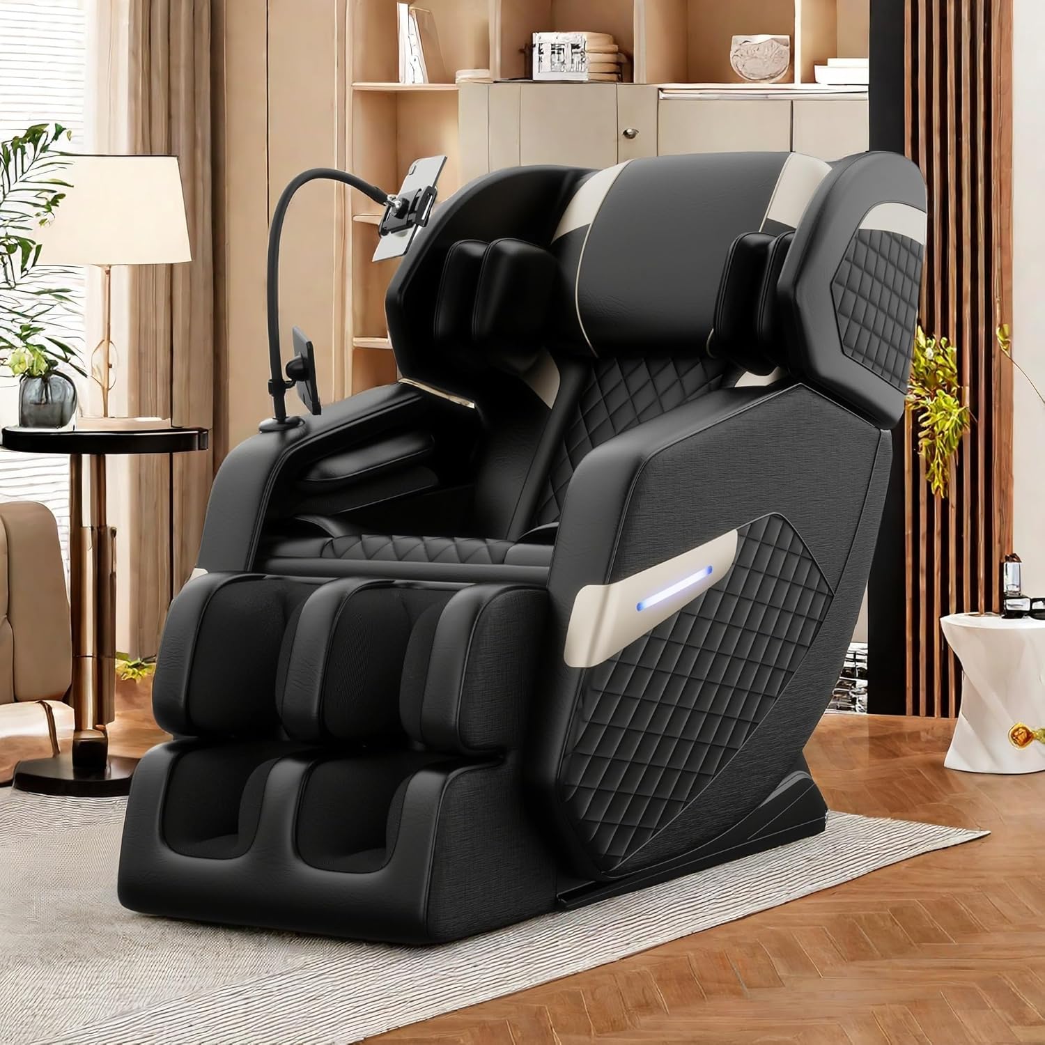 Massage Chair with Zero Gravity Reclining Feature, Full Body Air Pressure, Heating Functions, Bluetooth Audio, 51" L x 28" W x 40" H, Black