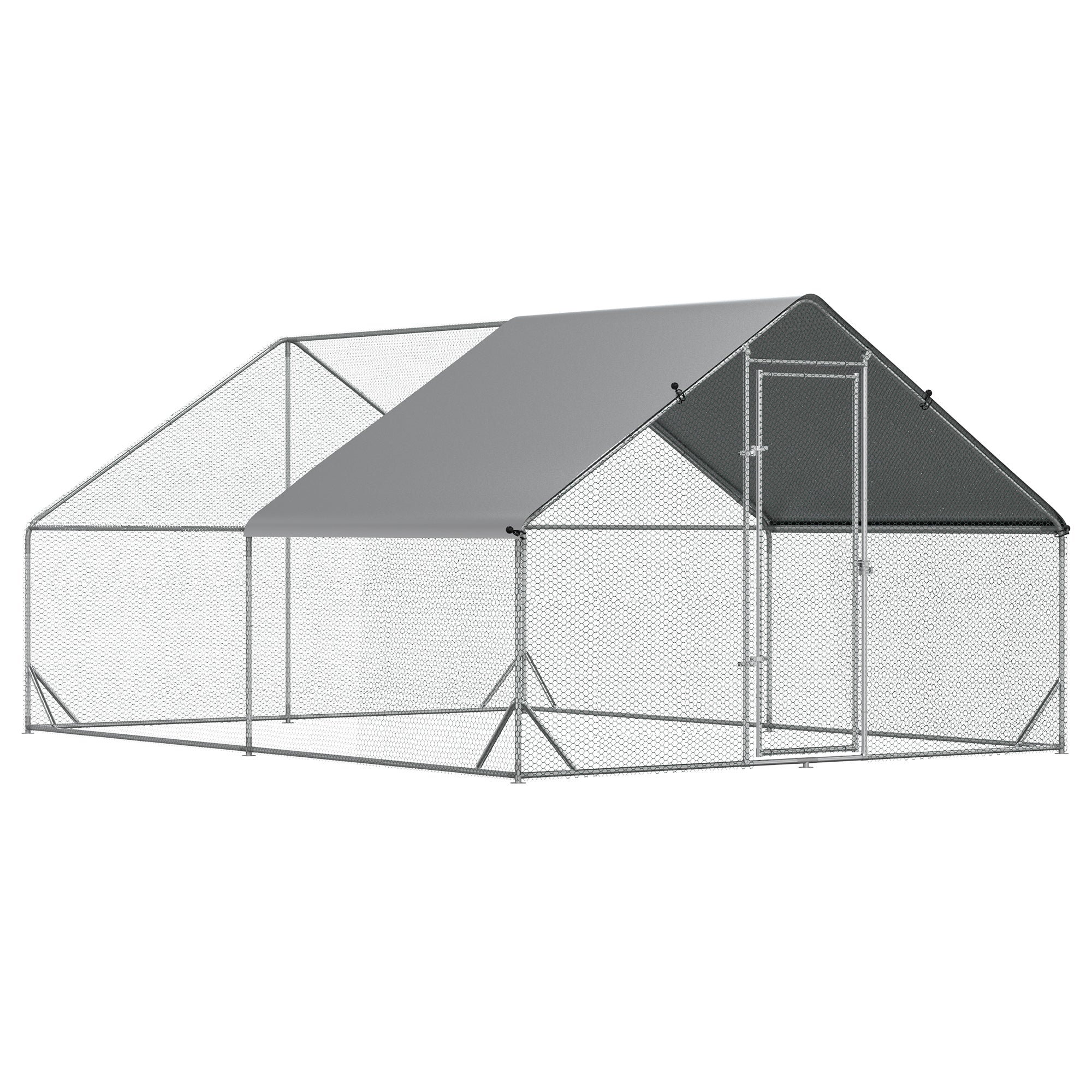 Large Chicken Coop Metal Chicken Run with Waterproof and Anti-UV Cover, Spire Shaped Walk in Fence Cage Hen House for Outdoor and Yard Farm Use, 1" Tube Diameter, 9.8' x 13.1' x 6.6'