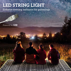 Outdoor Rug Carpet with USB Lights Reversible Patio Rug with Carry Bag for Camping 10' x 8'