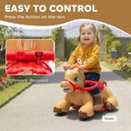 Ride On Horse Toy, 12V Battery Powered Ride on Toy with Carrot Toy, Comb and Sound, Electric Rocking Horse for Toddlers