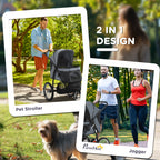 3 Wheels Pet Stroller for Small Dogs and Medium Dogs with Adjustable Canopy, Safety Tether, Storage Basket, Gray