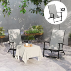 Set of 2 Outdoor Dining Chairs with High Back, Armrests, Folding Patio Chairs for Patio, Lawn, Camping, Gray