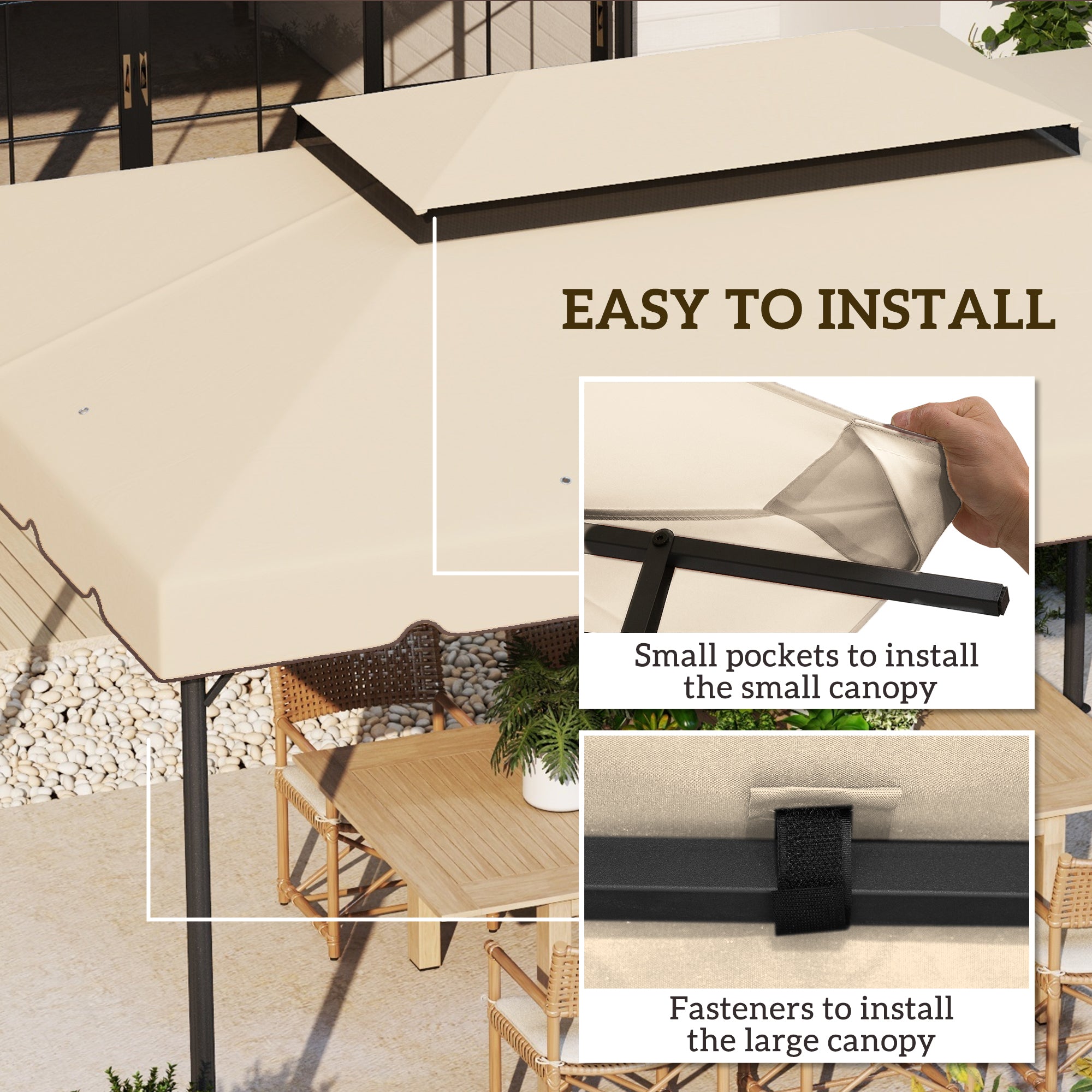 Model 84C-101 or 84C-144 13' x 10' Gazebo Replacement Canopy, Gazebo Top with Double Vented Roof (TOP ONLY), White