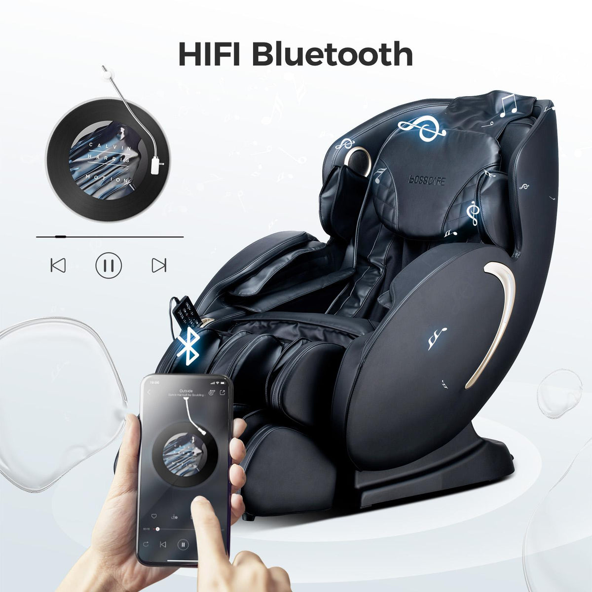 3D Zero Gravity Massage Chair with Voice and App Control, Back Heating, Full Body Shiatsu Recliner, 52" L x 29" W x 43" H, Black