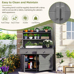Fir Wood Potting Bench with Drawer & Cabinet for Garden, Outdoor Garden Workstation with Three-Tier Shelf, 47'' L x 23'' W x 65'' H, Gray