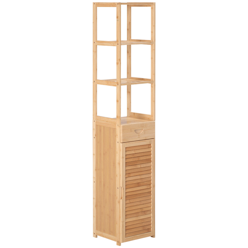 Bathroom Storage Cabinet with Drawer and Slatted Shelves