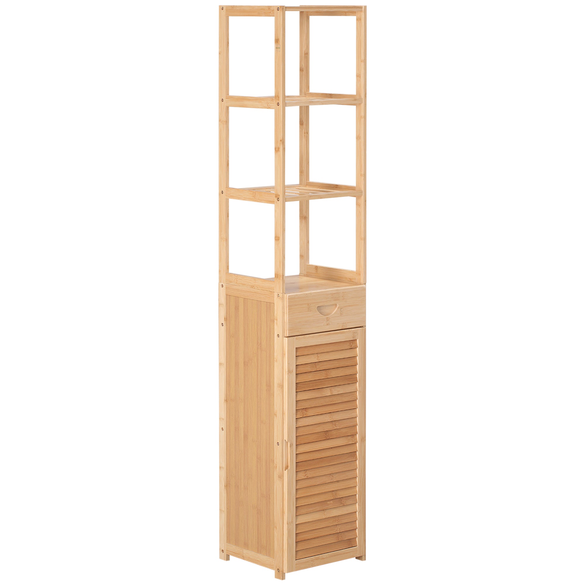 Bathroom Storage Cabinet with Drawer and Slatted Shelves