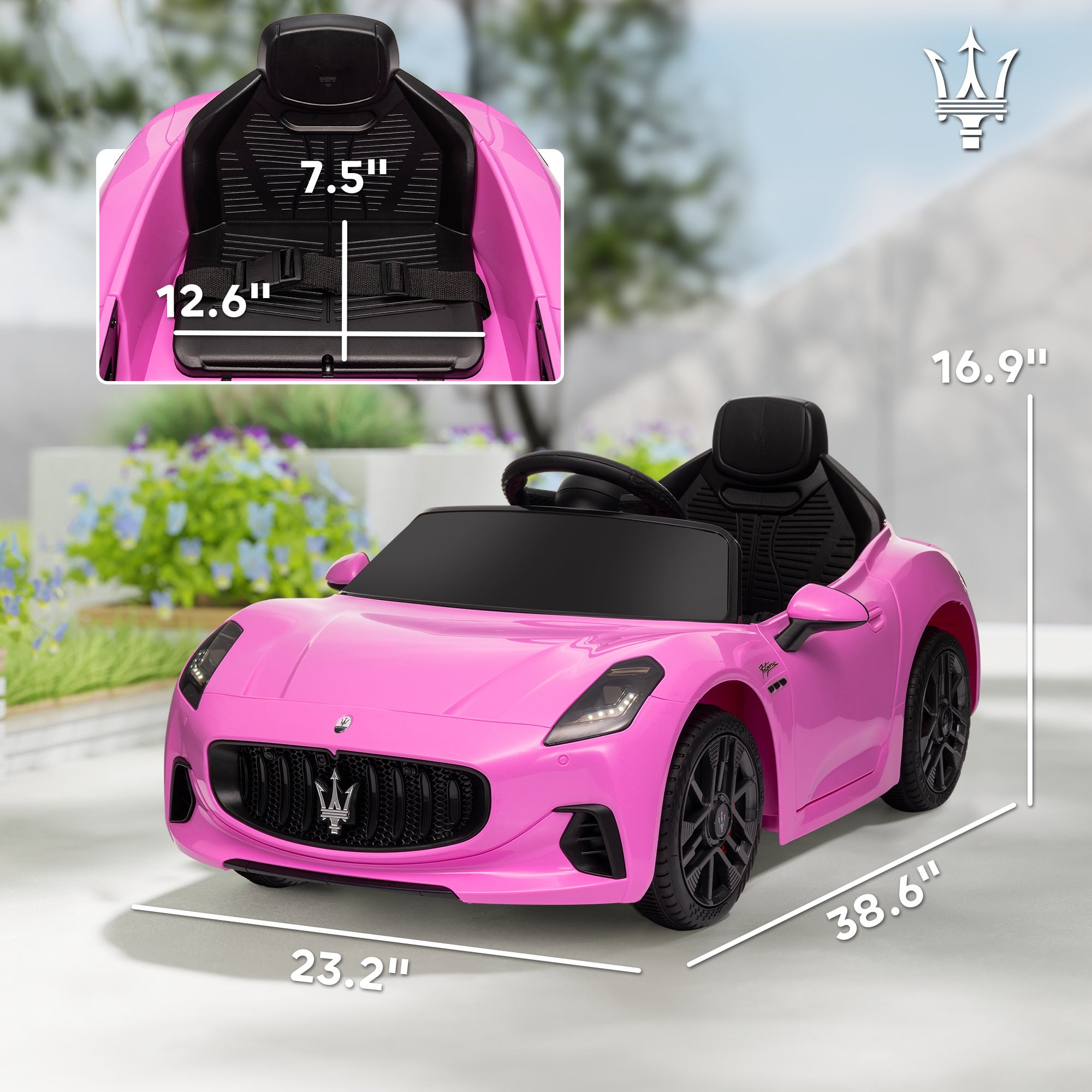 Gran Turismo Licensed 12V Kids Electric Car w/ Remote Control, Soft Start, LED Lights, Music, Horn, Pink