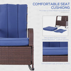 Outdoor Rattan Wicker Rocking Chair Patio Recliner with Soft Cushion, Adjustable Footrest, Max. 135 Degree Backrest, Blue