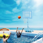 Poolside Basketball Hoop Stand, 36.5"-48.5" Height Adjustable Portable Hoop System w/ Clear Backboard & Fillable Base for Whole Family, Blue, White