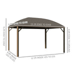 10' x 13' Hardtop Gazebo with Curtains, Netting, Pavilion with Steel Roof Ceiling Hook for Garden Patio, Brown