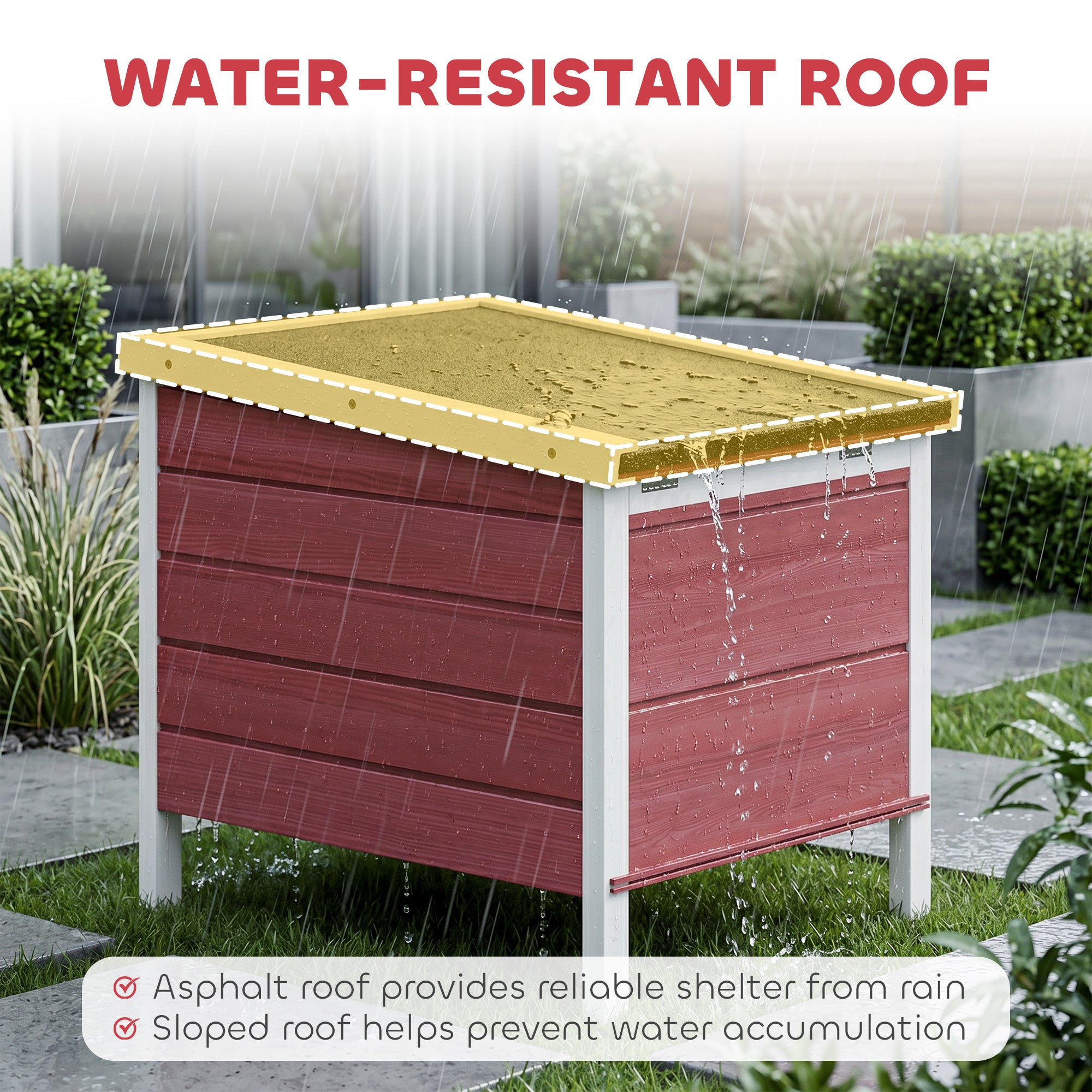 Small Wooden Rabbit Hutch Bunny Cage Guinea Pig Cage Duck House Dog House with Openable & Waterproof Roof, for Rabbits, Chickens, Ducks, Red