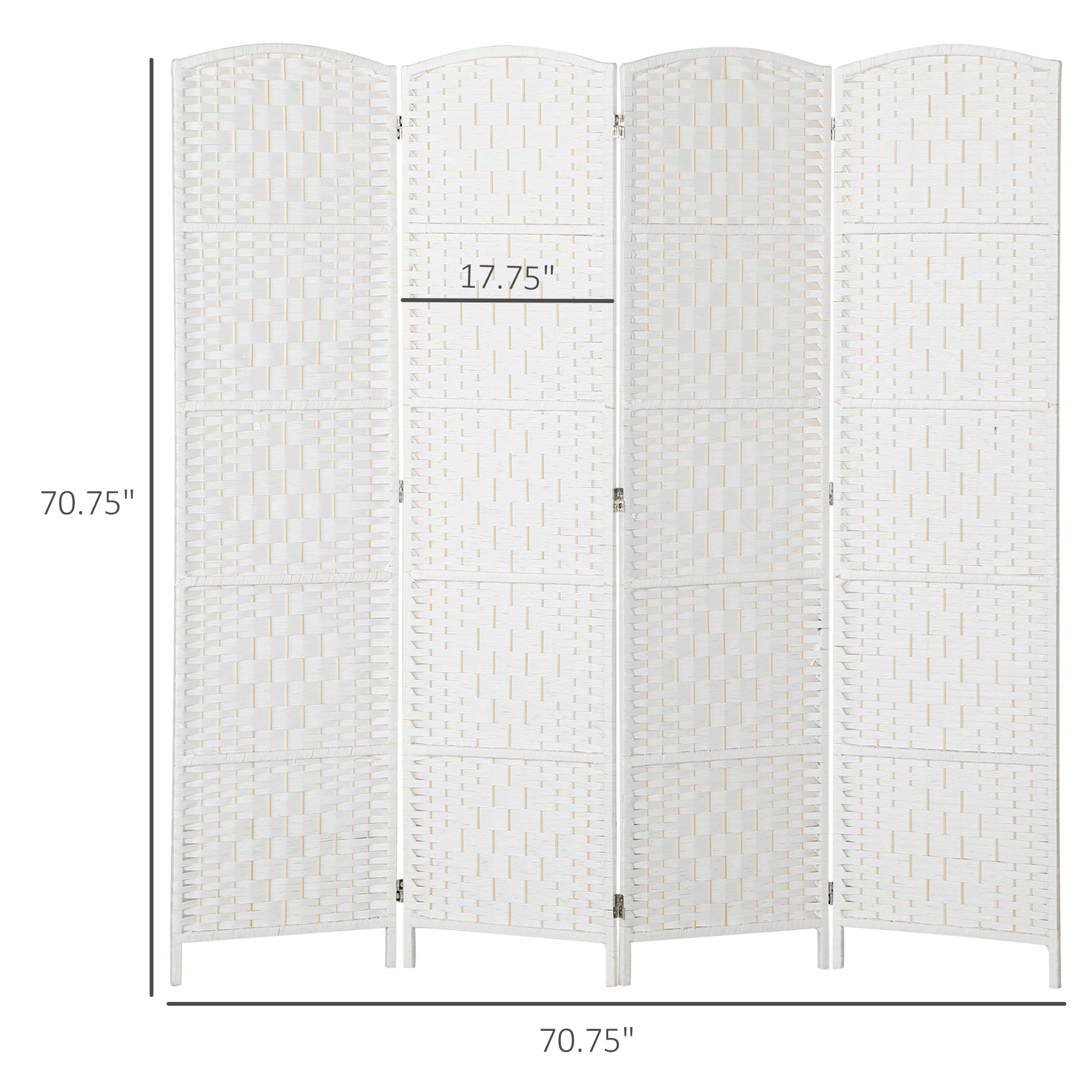 Room Divider, 4 Panel Folding Privacy Screen, 6FT Tall Portable Weave Partition Wall Divider for Bedroom, White
