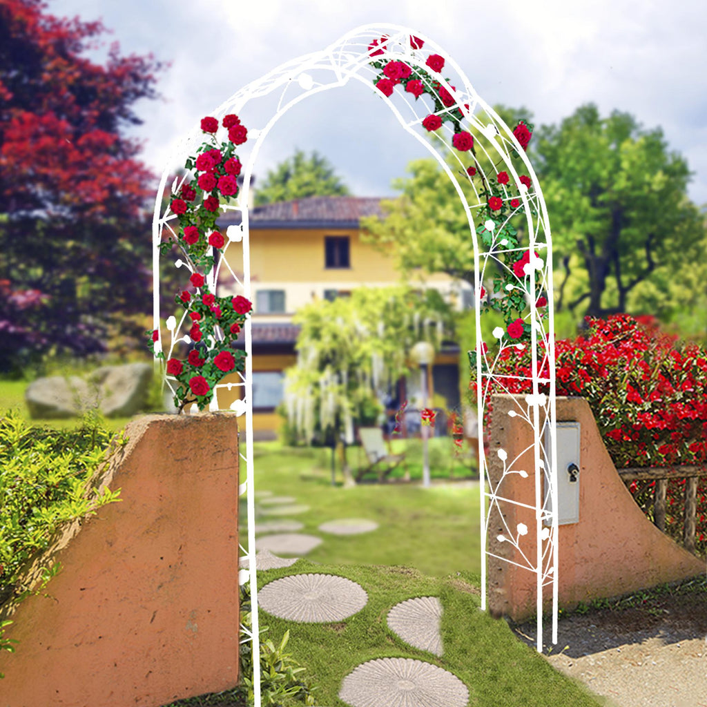 8 Styles Freely Assembled Rust-Resistant Arbor, Metal Garden Arch Trellis for Wedding, Party Archway, 59" L x 15.5" W x 98.5" H, Cream White