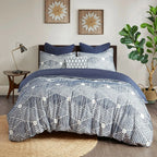 Machine Washable Cotton Quilted Euro Sham with Hidden Zipper, Embroidered Pillow Cover for Home Decor, 26" L x 26" W x 0.25" H, Navy