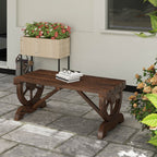 2-Person Wooden Garden Bench, Outdoor Wagon Wheel Porch Bench for Backyard Garden, Support 550 LBS, Rustic Country Style Patio Furniture, Brown