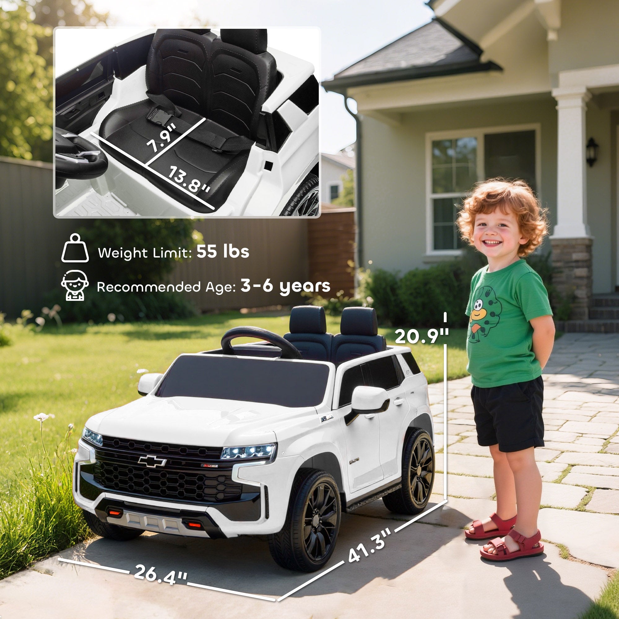 Electric Ride on Car 12V Kids Ride-on Toy, White