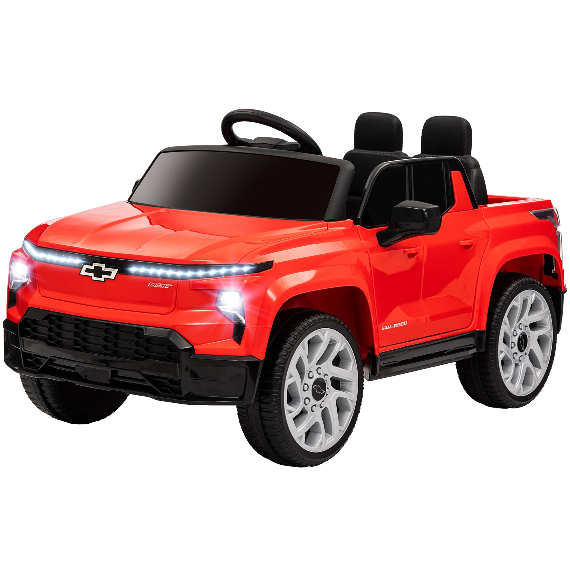 12V Silverado EV RST Licensed Kids Electric Car with Parent Remote Control, Spring Suspension, Red