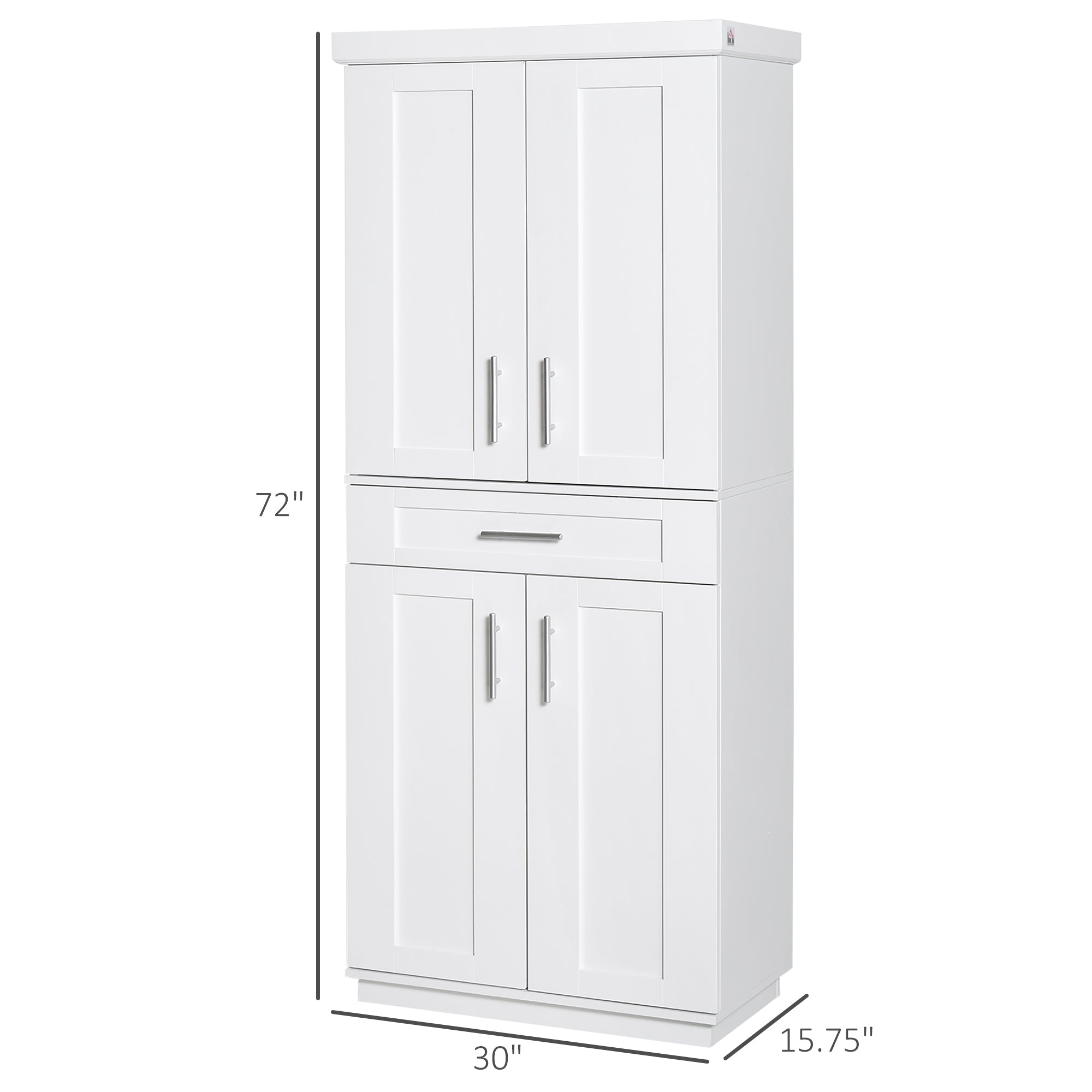 White Pantry Cabinet with Adjustable Shelving for Kitchen, Perfect for Family, White