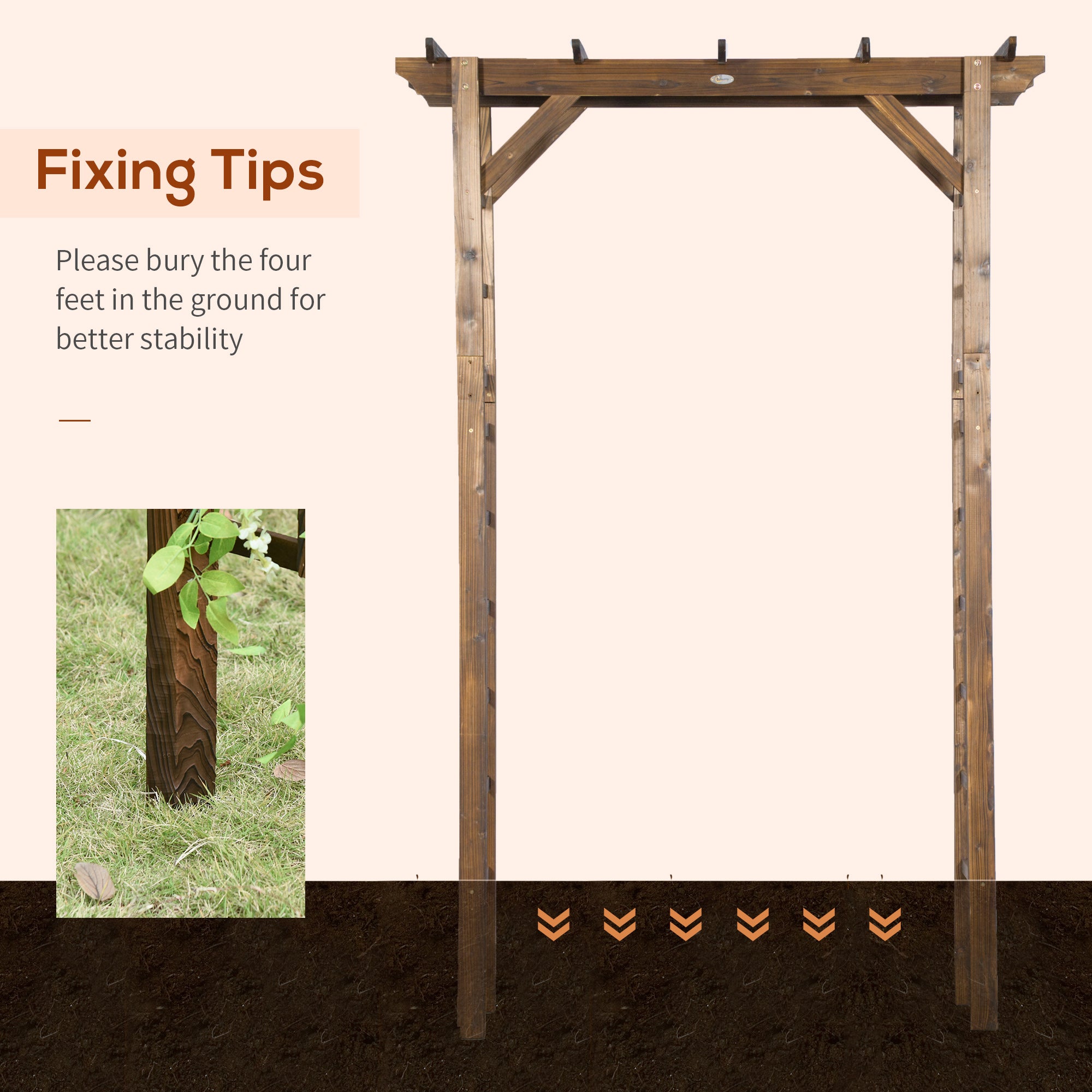85" Wooden Garden Arbor for Wedding and Ceremony, Outdoor Garden Arch Trellis for Climbing Vines - Carbonized