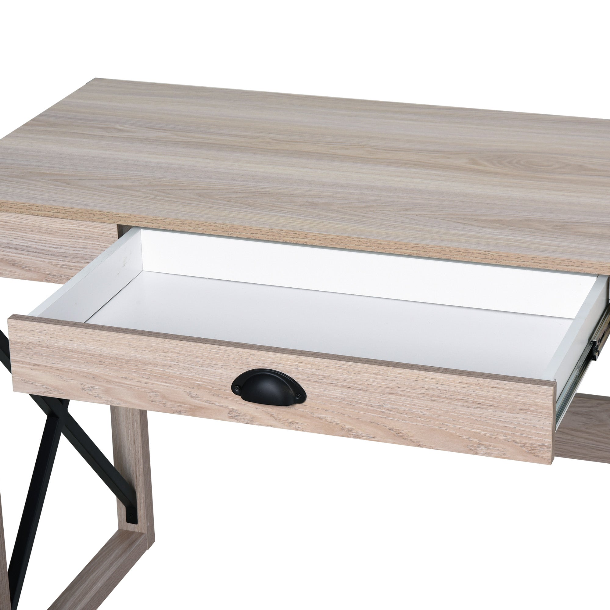 44 inch Home Office Computer Desk, Rustic Writing Desk, Farmhouse Workstation with Storage Drawer, X-Frame