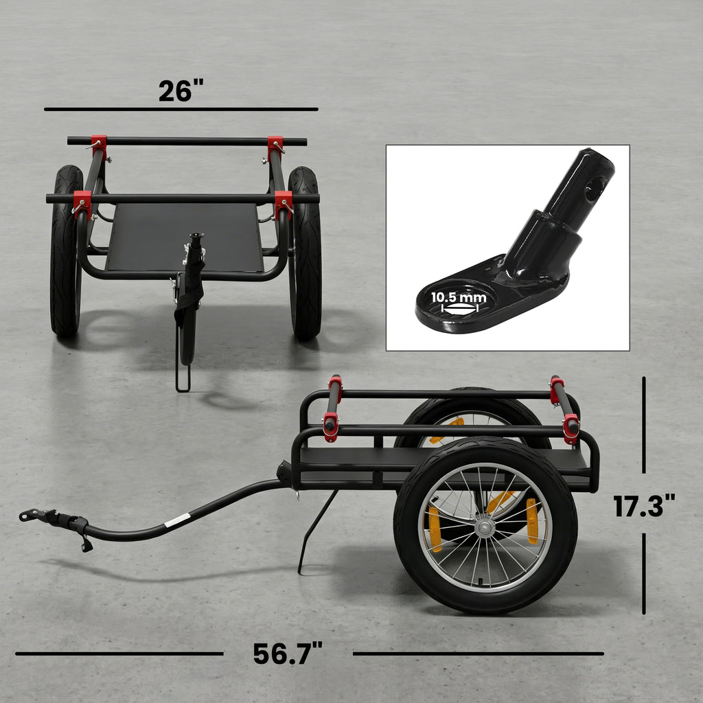 2-In-1 Bike Cargo Trailer & Wagon Cart, Multi-Use Bicycle Trailer with Quick Release 16" Pneumatic Wheels, Kickstand