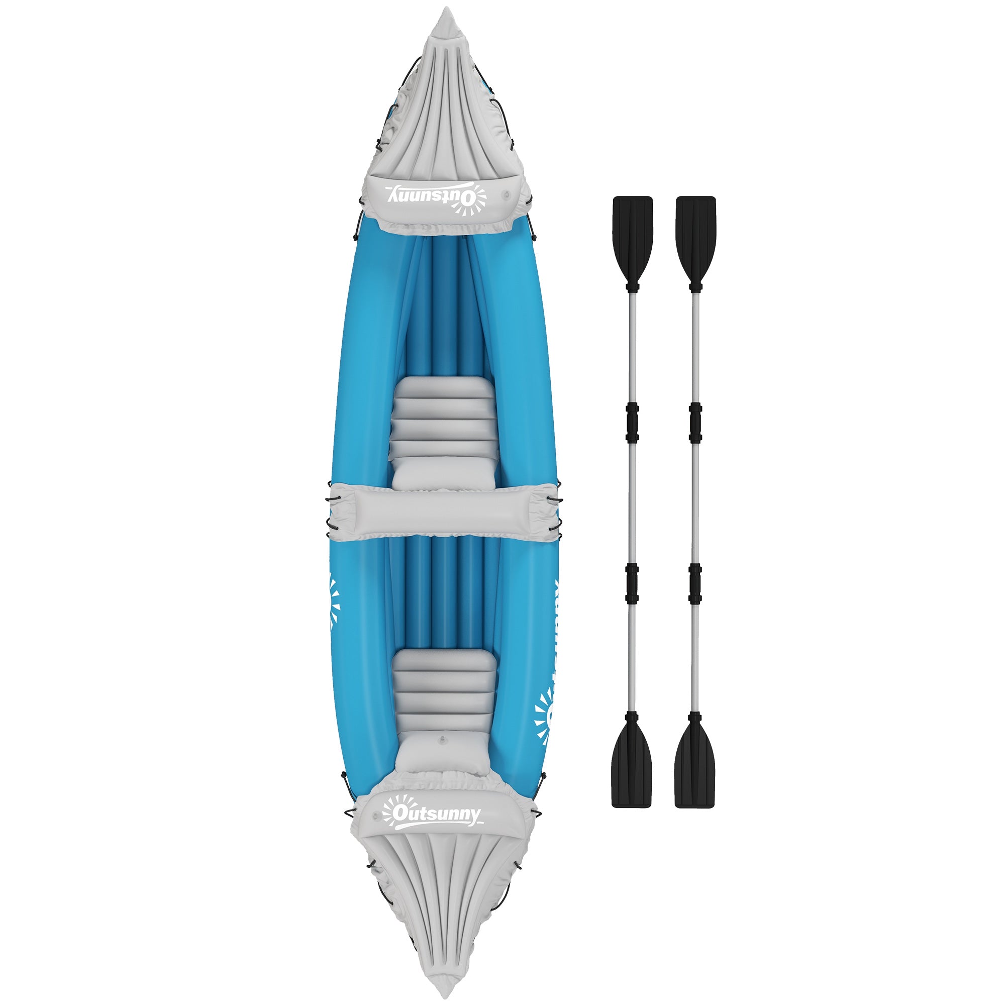 Kayak, 2 Person Inflatable Kayak, Includes Paddles, Aluminum Oars, Repair Kit, Portable Tandem Blow Up Boat, Blue