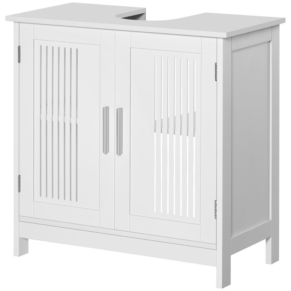 Bathroom Under Sink Cabinet Vanity Unit with Adjustable Shelf Space Saver, White