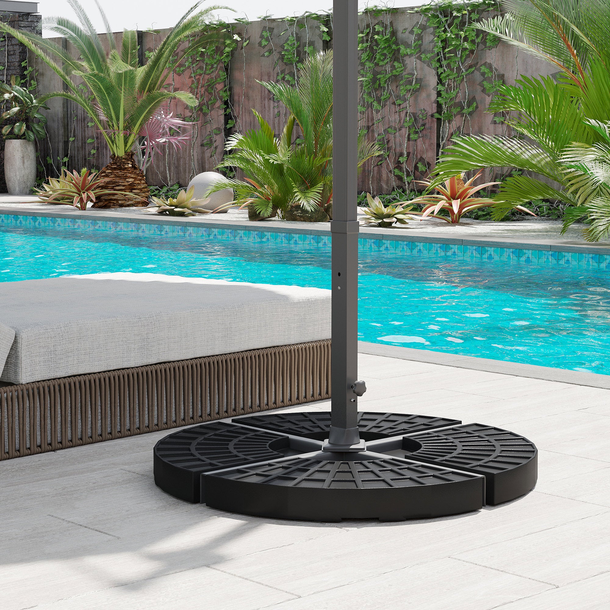 Large 4 Piece Round Fillable Weighted Offset Market Patio Umbrella Base