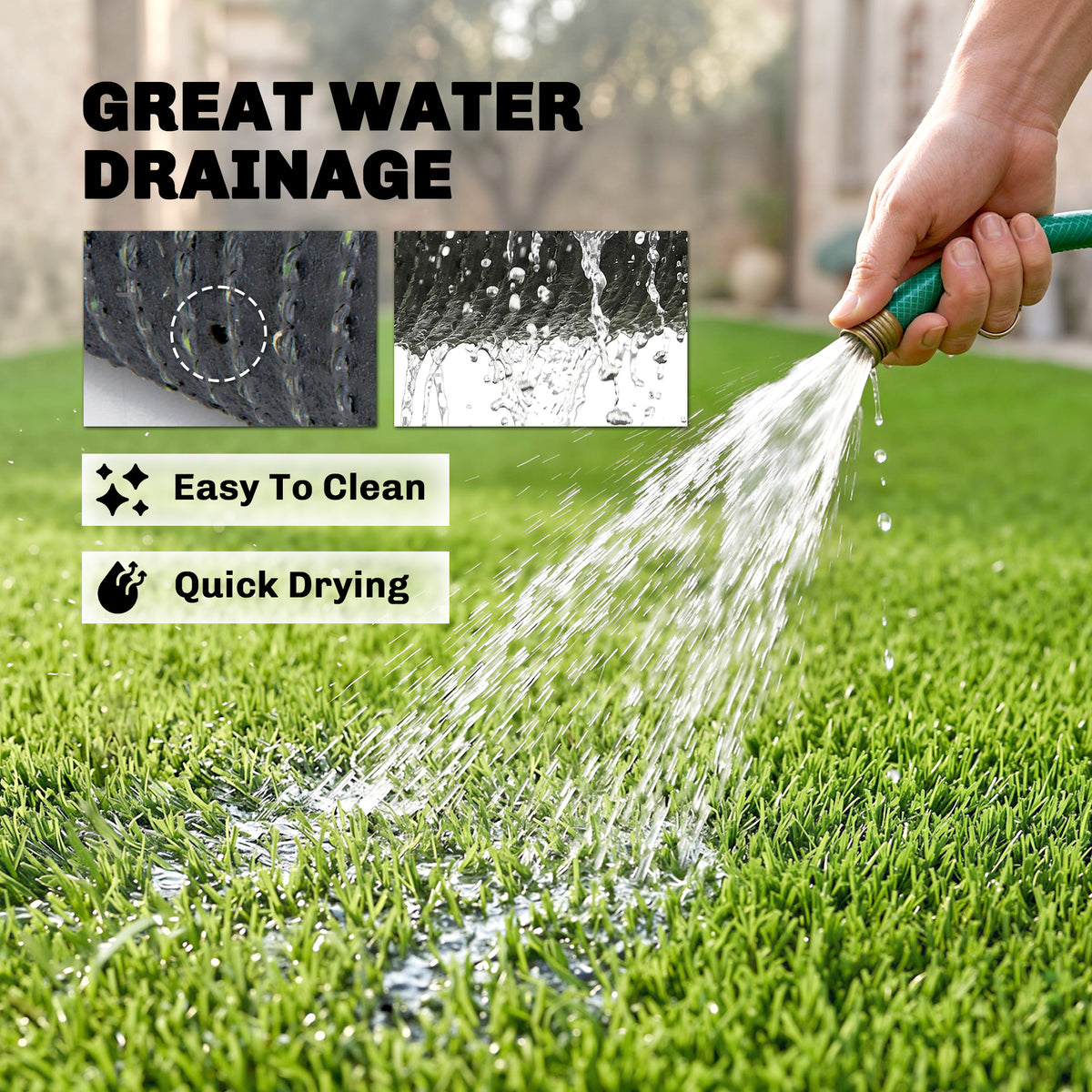 10' x 3' Artificial Grass Turf, Easy-Clean Indoor Outdoor Rug with Drainage Holes, Cut-to-Fit Fake Grass Turf Mat, 1.2" Thick Dogs Pet Synthetic Lawn Carpet for Landscape Backyard Patio