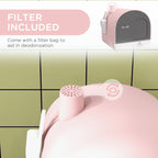 Cat Litter Box with Lid with Scoop and Filter, Pink