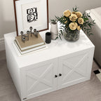 Cat Litter Box Enclosure with Barn Door, Cat Hole, 31.5" x 21" x 20", White