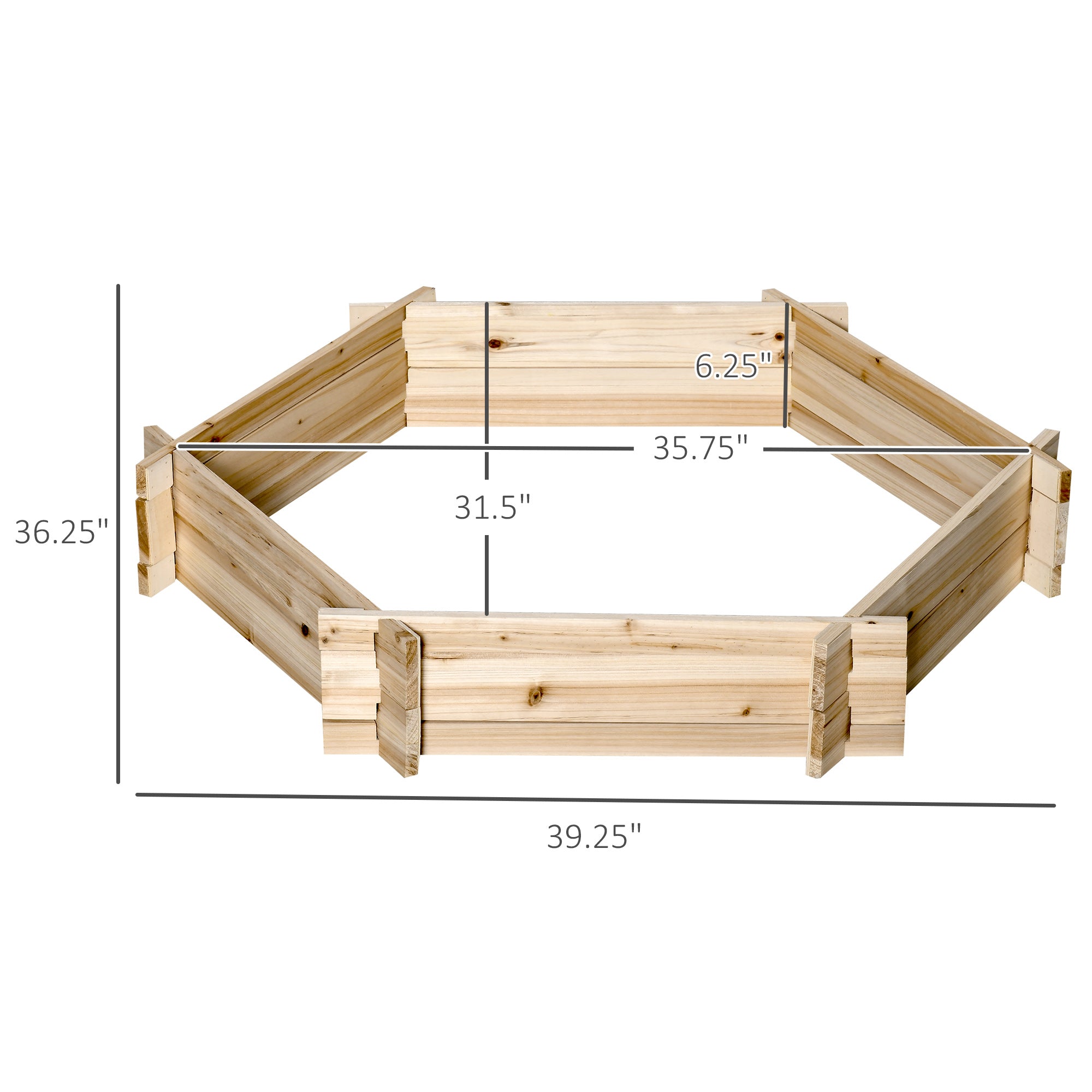 39'' x 36'' Screwless Raised Garden Bed, Hexagon Planter Box DIY Herb Garden
