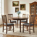 Set of 2 Dining Chairs, Upholstered Slat Back Dining Room Chairs with Rubberwood Legs and Padded Seat, Walnut