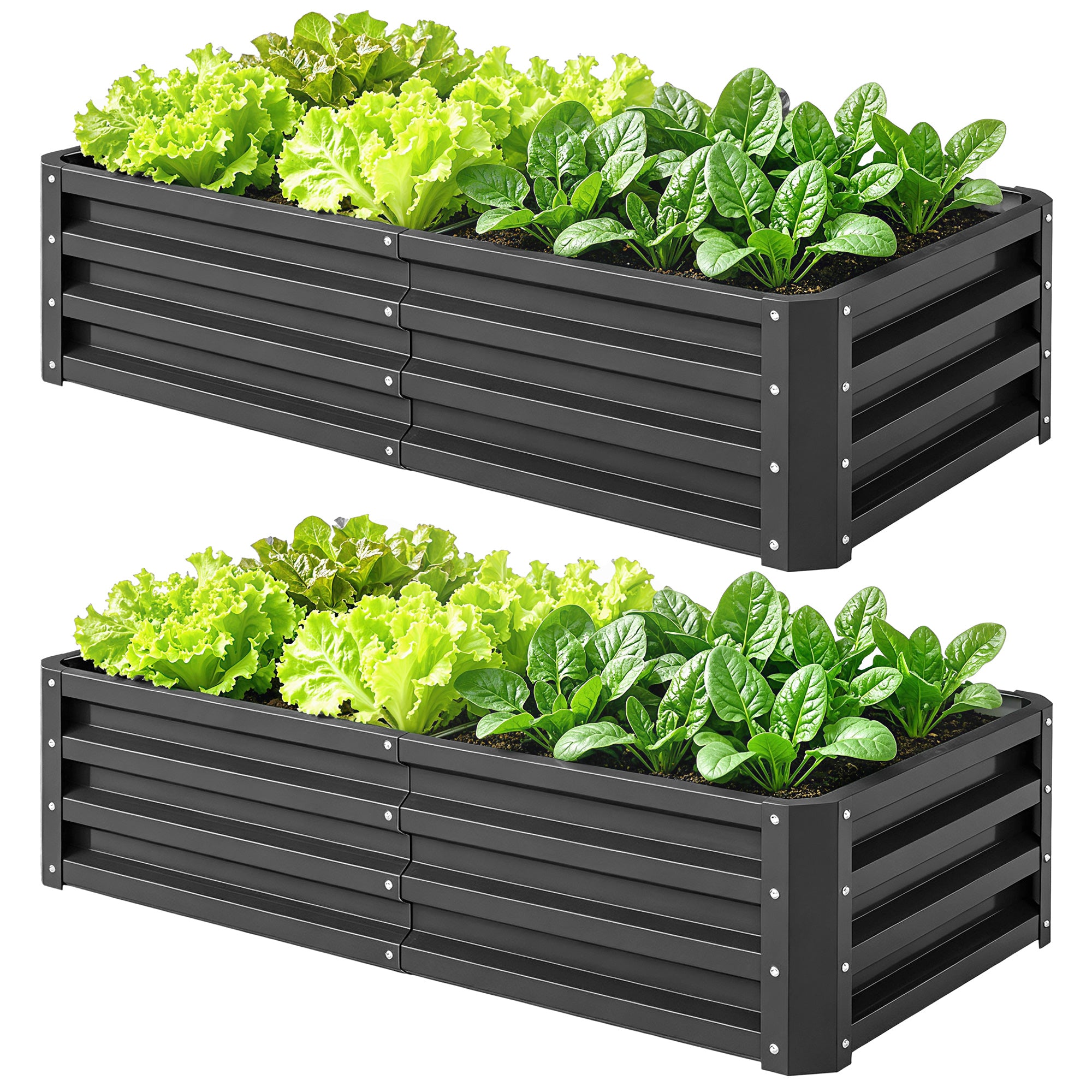 Galvanized Raised Garden Bed, 4' x 2' x 1' Metal Planter Box, for Growing Vegetables, Flowers, Herbs, Succulents, Gray