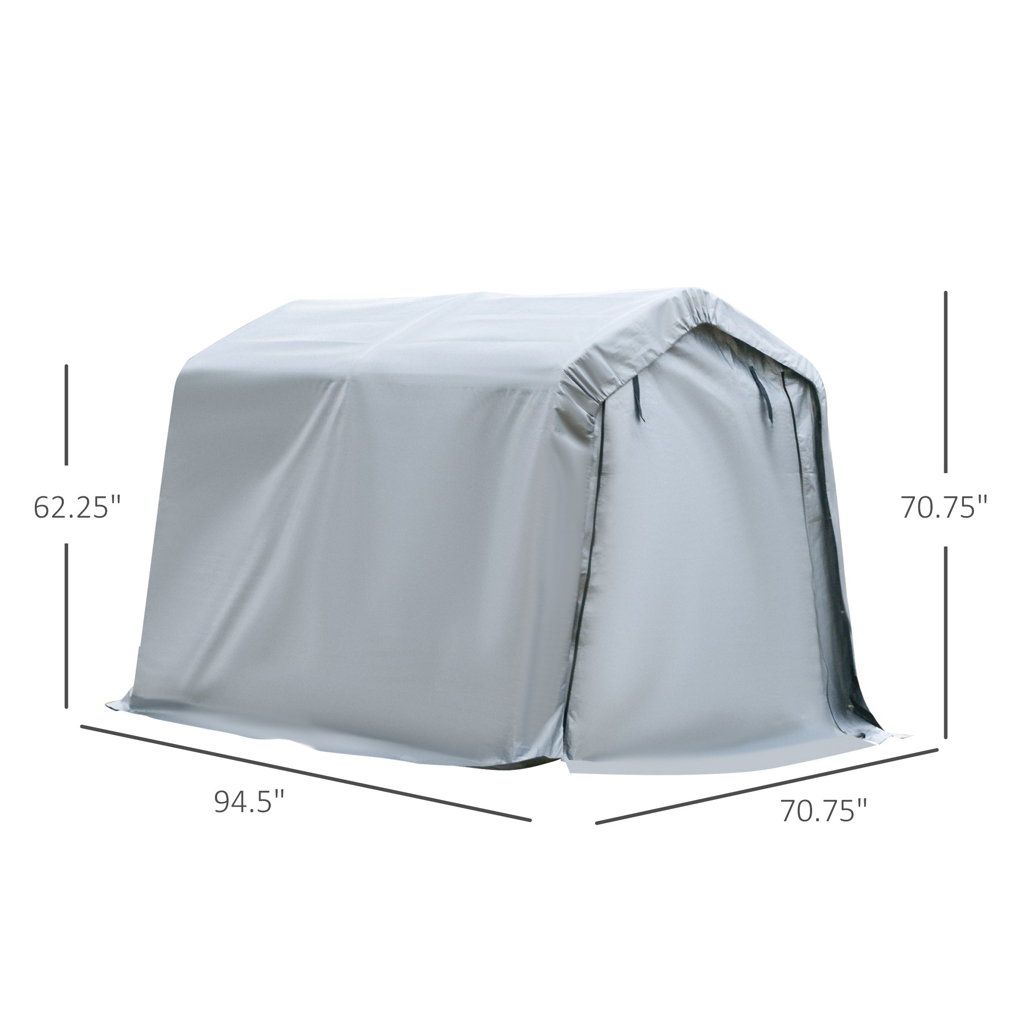 6' x 8' Carport Portable Garage, Heavy Duty Storage Tent, Patio Storage Shelter w/ Anti-UV PE Cover and Double Zipper Doors, for Motorcycle Bike Garden Tools, Light Gray
