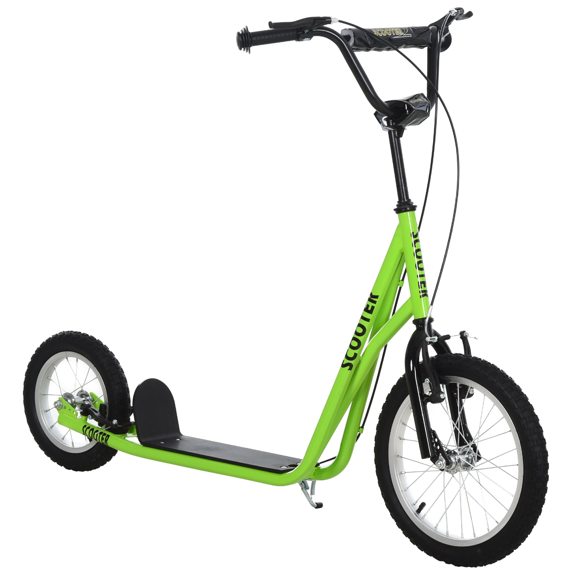 Teens Youth Scooter Ride On Toy with Adjustable Handlebar, Dual Brakes, and Inflatable Wheels For Kids 5+ - Green