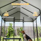Outdoor Dog Kennel with Roof, 6' x 6' x 6' Heavy Duty Welded Wire Dog Playpen Enclosure with Escape-proof Lock