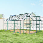16' x 8' Aluminum Greenhouse Polycarbonate Walk-in Garden Greenhouse Kit with Adjustable Roof Vent, Rain Gutter and Sliding Door for Winter, Clear