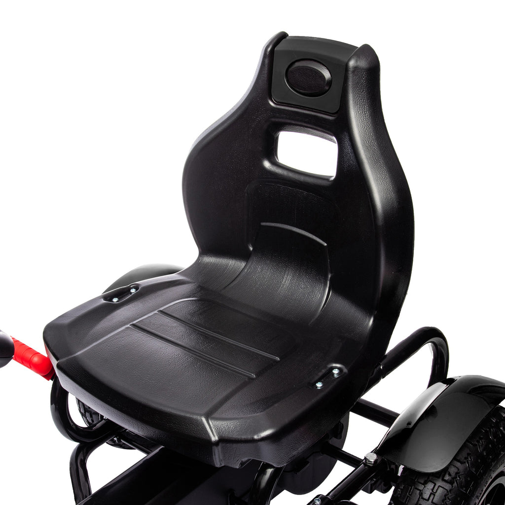 Kids Pedal Go Kart, Outdoor Ride on Toys with Adjustable Seat, Sharp Handling, Handbrake, 4 Non-Slip Rubber Wheels for Boys & Girls Aged 5-12 Years Old, Black