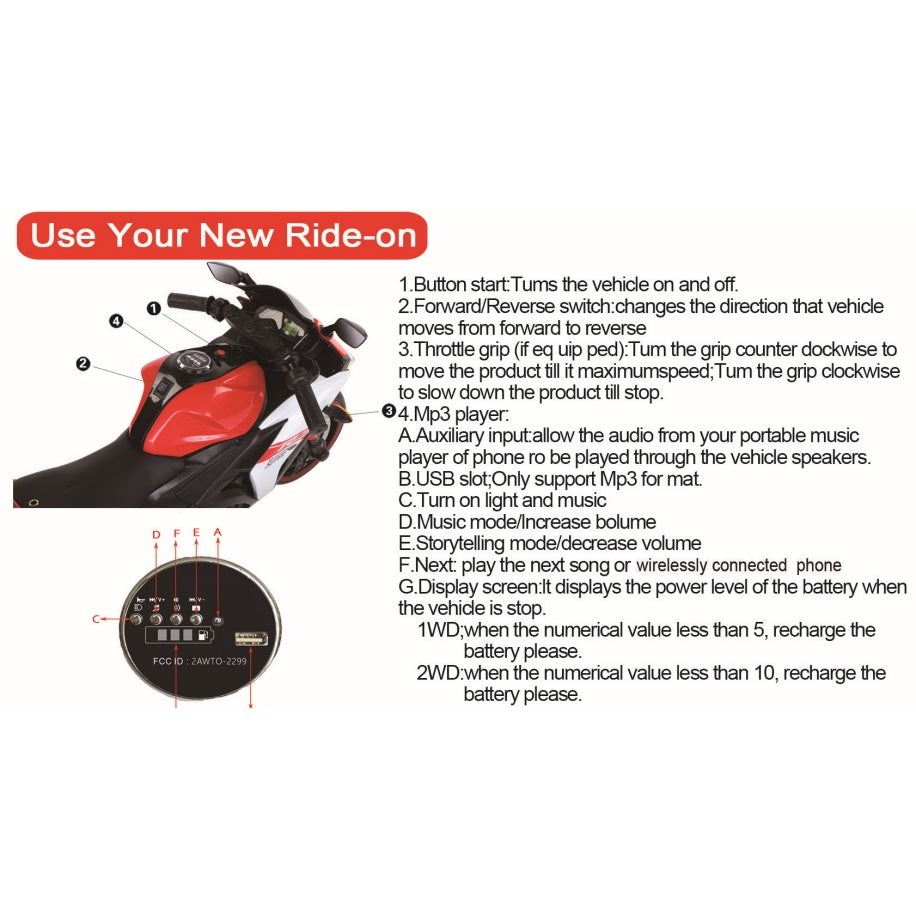12V Kids Electric Ride-On Motorcycle with Training Wheels and Headlight, Motorbike with MP3 and Light-Up Wheels, 46" L x 20" W x 26" H, Blue