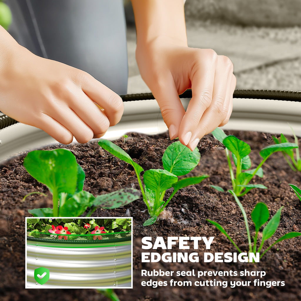 Set of 2 Raised Garden Bed, Metal Planter Box with Safety Edging, Easy-to-assemble Stock Tank 3'x3'x1.4' Silver