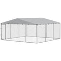 13' x 13' x 6.5' Dog Kennel Outdoor for Small Medium Dogs with Waterproof Roof, Silver