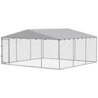 13' x 13' x 6.5' Dog Kennel Outdoor for Small Medium Dogs with Waterproof Roof, Silver